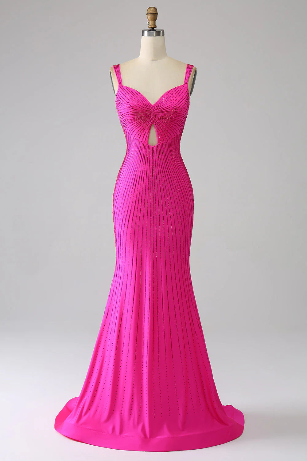 Vestido de fiesta de sirena brillante con huecos
